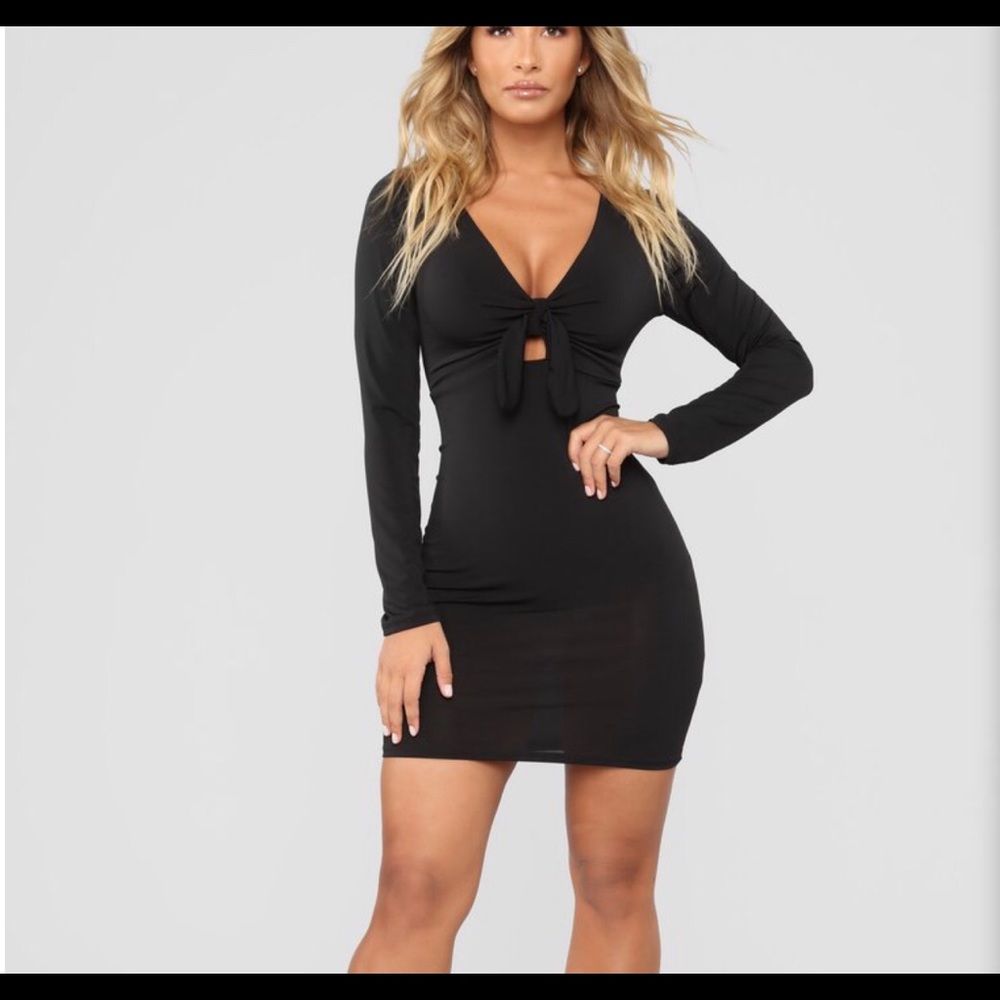 Fashion Nova Black Tie Dress SMALL